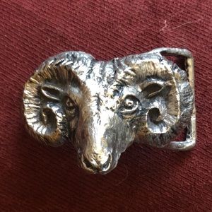 Silver Rams head belt buckle